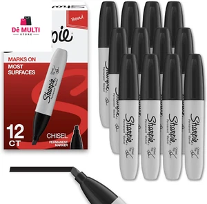 Marcatori permanenti Sharpie, punta a scalpello, nero, numero 12 - Foto 1 di 9