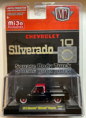 M2 Machines 2019 MiJo Excl 1974 Chevrolet Silverado 10 Stepside Black/Red MJS20 - Image 1 of 2