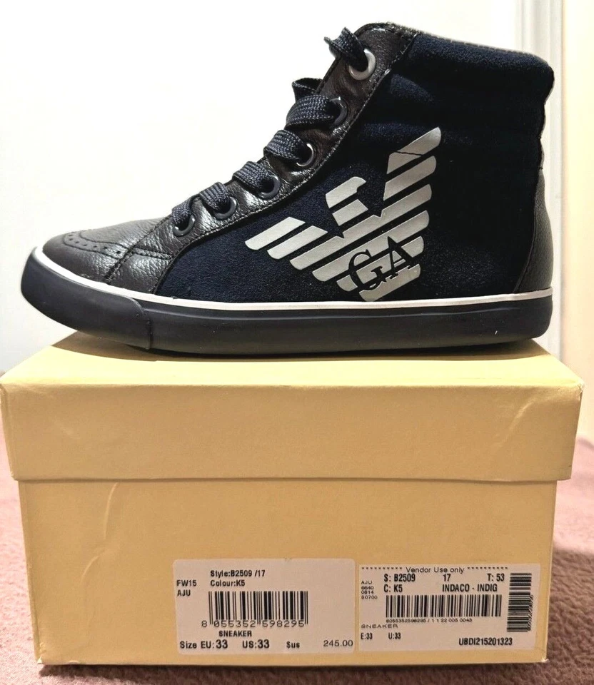 Zapatilla deportiva alta Giorgio Armani B2509 azul marino (nueva con caja) Foto 1 de 1