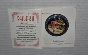 PALEKH Lack Brosche - Nachlass - russischer handbemalter Import auf Karte SEHR SELTEN - Bild 1 von 7