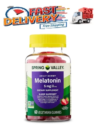 Spring Valley Melatonina Pectina Suplemento Dietético Gomitas, Fresa, 5 mg, 60 Foto 1 de 4
