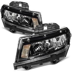 Halogen Reflector Headlights Assembly Pair For 2014-2015 Chevy Camaro Black - Bild 1 von 10