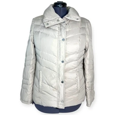 Kenneth Cole Reaction Beige Duck Down Insulated Puffer Jacket Women’s Size M - Image 1 of 4