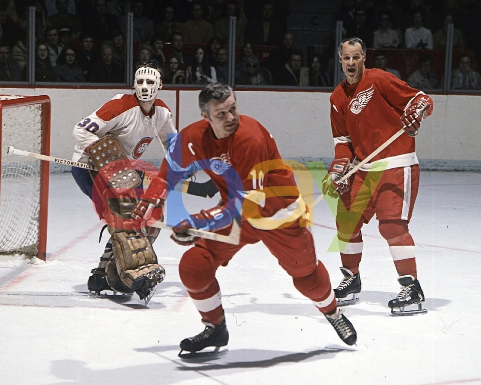 Alex Delvecchio Skating Action Detroit Red Wings 8x10 Vintage NHL Hockey Photo - Image 1 of 1