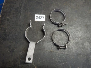 ORIGINAL GM 57 CHEVY FUEL GAS FILLER NECK BRACE & HOSE CLAMPS 1957 BELAIR - Picture 1 of 8