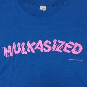 Vintage Hulk Hogan T-Shirt Blue Hearts 80s Used Screen Stars Size L - Picture 1 of 3