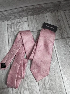 Corbata Michael Kors Rosa Paisley Seda Para Hombre Talla Única Formal Vestido Corbata Cuello Nueva con Etiquetas Foto 1 de 2