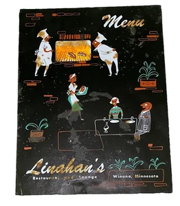 Vintage 1950s Linahan's Restaurant & Lounge Menu Winona Minnesota MN, Signed - Picture 1 of 4