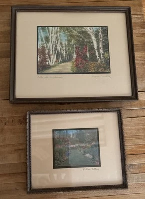 Lot of 2 Wallace Nutting Into the Birchwood Signed Framed - - Image 1 of 4