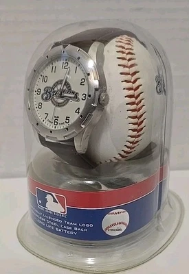 Milwaukee Brewers Adult Size Watch And MLB Rawlings Brewer Logo Baseball Set NOS - Image 1 of 4