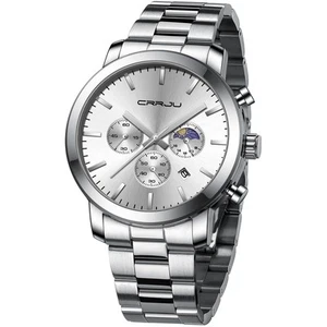 CRRJU Men's Watch Japanese quartz Waterproof 30M Silver White, Superb - Picture 1 of 5