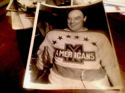 CHING JOHNSON 1937 NEW YORK AMERICANS NHL HOCKEY PHOTO RANGERS TYPE 1 AHL OHL - Image 1 of 4