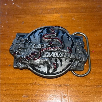 De colección Harley Davidson Dragon Años 90 Hebilla Cinturón Motociclista Motocicleta Foto 1 de 2