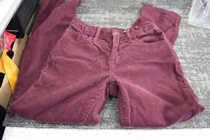 2022 Gap Kids GIRLS 12 L Small Wale Corduroy Pants Maroon Burgundy 28x27.5 - Picture 1 of 15