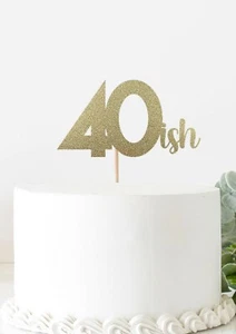 40ish Cake Topper For 40 Birthday Party Double Sided Glitter Cardstock - Picture 1 of 1