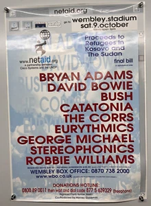David Bowie George Michael Poster Net Aid Original Wembley London October 1999 - Picture 1 of 12