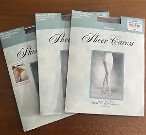 3 pair Vintage Worthington Sheer Caress Control Top Pantyhose Sz Long Smoke Grey - Picture 1 of 8