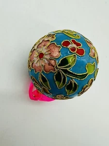 Vintage Cloisonné Enameled Christmas Ornament Ball - Picture 1 of 7