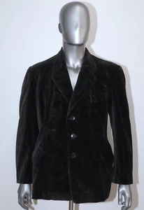 French 1930/40s Black Corduroy Work Chore Jacket Size L Made in France - Picture 1 of 13