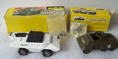 Vtg Solido Military COMBAT CAR M20, # 200 & COMMANDO POLICE #224  BOXED,  5/70 - Image 1 of 4
