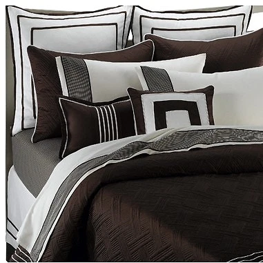 Nautica Boston Square Decor Toss Pillow dark brown ivory off white new 15x15 in - Image 1 of 1