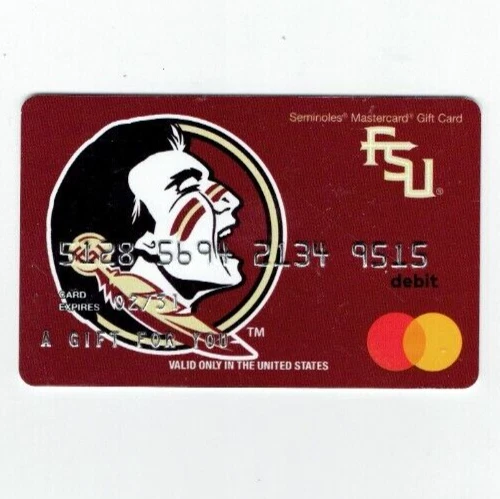 Florida State University - Debit Charge Gift Card - Seminoles Football -NO Value - Image 1 of 1