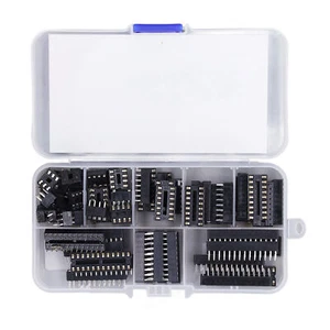 66x IC Chip Buchse Insualted Flach Pin IC Sortiment Kit 6P bis 28P MT8 - Bild 1 von 23