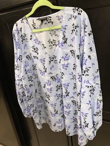 Lane Bryant blau Blumen Langarm Bluse Shirt Top Übergröße 26 - Bild 1 von 8
