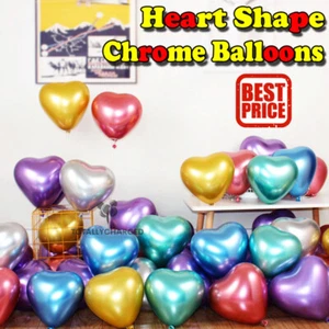 LOVE HEART SHAPE CHROME BALLOONS 12" Wedding Party Romantic Birthday UK - Picture 1 of 9
