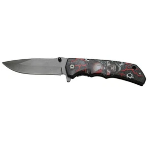 Navaja de bolsillo cuchillo de camping cuchillo plegable cuchillo de pesca acero inoxidable con calavera - Imagen 1 de 3