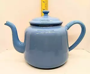 Piccola brocca bollitore caffè tè blu smaltato vintage 6" - Foto 1 di 12