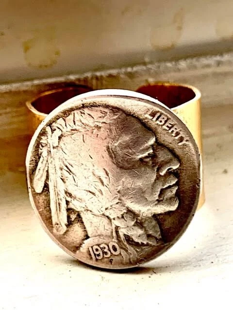 Anillo de sello de níquel 1930 15 mm banda cortada a mano tamaño 6,5 ajustable unisex Foto 1 de 4