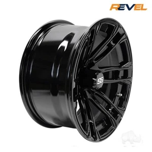 15" Golf Cart Wheels, Set of 4 Gloss Black 15x7 RHOX RX398 Golf Cart Wheels - Picture 1 of 3