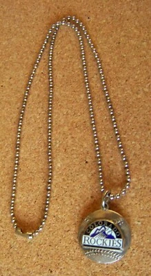 Colorado Rockies logo silver tone necklace TARNISHED - Image 1 of 4
