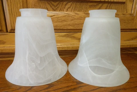 2 Two Frosted Slip Shade Ceiling Lamp Light Fixture Sconce LOT 5 1/4 Inches Tall Cover