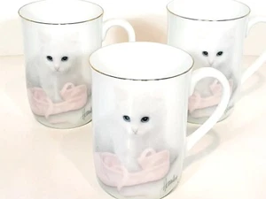 Otagiri Kaffee Tee Tassen 3 Stück weiß Kätzchen Ballett Slipper Bob Harrison - Bild 1 von 9