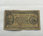 Mozambique Portugal 1944 1 Escudo Banknote - Very Worn but An Example -