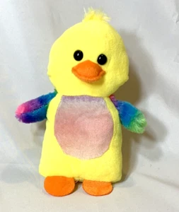 Toy Factory Duck Plush Toy Small 8" Yellow Tie Dye Rainbow Wings Toy Works - Picture 1 of 7