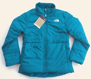 NEW THE NORTH FACE GIRLS REVERSIBLE MOSSBUD SWIRL JACKET YOUTH S SMALL 7 8 TEAL
