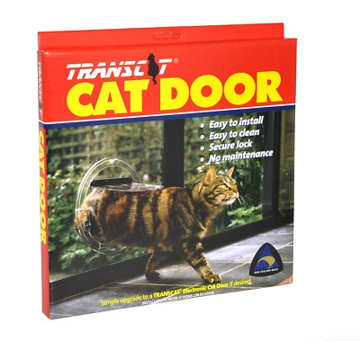 Transcat Cat Door Dog Flap Glass Fitting 4 Way Locking Clear Small Pet - Image 1 of 4