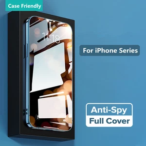 Full Cover Anti-spy Protective Glass For iPhone 14 13 11 Pro 12 X XR XS Max SE 7 - Picture 1 of 16