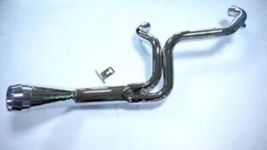 Staggered Chrome 2 into 1 Exhaust 6 Speed 7 Sensor Hole Harley Touring Bagger - Picture 1 of 17