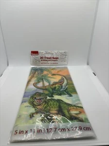 NEW 20 Dinosaur Treat Bags with Twist Ties 5 inch by 11 inch - Picture 1 of 2
