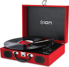 ION Audio Vinyl Transport Tragbarer Retro Kofferplattenspieler in Rot