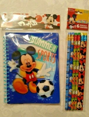 DISNEY Mickey Mouse 3-D Journal, 50 pages AND 6 Piece Pencil Set NWT - Image 1 of 4