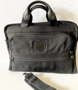 Tumi Alpha Slim Deluxe Portfolio Black Briefcase Nylon Blk 26101Dh Bag - Picture 1 of 7