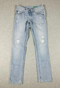 Billabong Women's Denim Jeans Size 8 W30" Blue Museo Slim Tapered Distressed - Picture 1 of 18