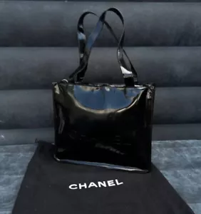 Late '90s Authentic CHANEL Caviar Black Leather CC Mark Shoulder Tote Bag - Picture 1 of 19