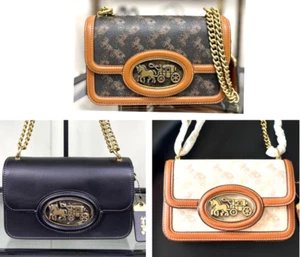 COACH CAS82 Shoulder Bag Leather Black / White / Brown Outlet Products - Picture 1 of 20