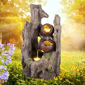 GARTENBRUNNEN SPRING BRUNNEN KASKADENBRUNNEN ZIER SET WASSER GARTEN MIT LED DEKO - Bild 1 von 5